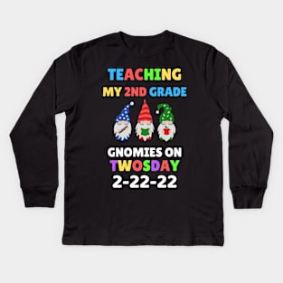 Teaching My 2nd Grade Gnomies on Twosday Kids Long Sleeve T-Shirt